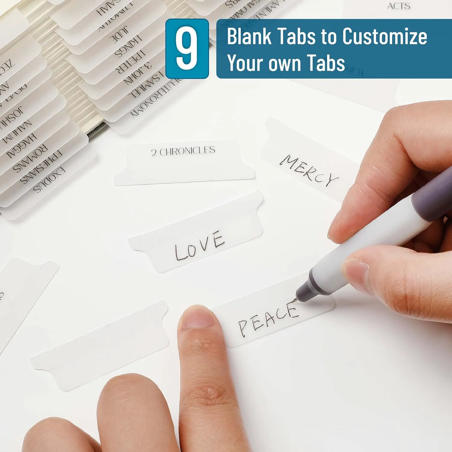 Mr. Pen Bible Tabs - 75 Transparent White Laminated Tabs for Women and Men
