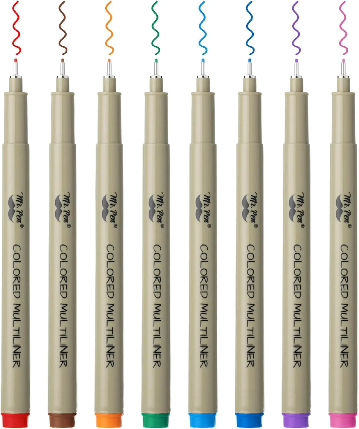 Colored Fineliners, 0.5mm Tip, 8 Pack, Water-Based Ink