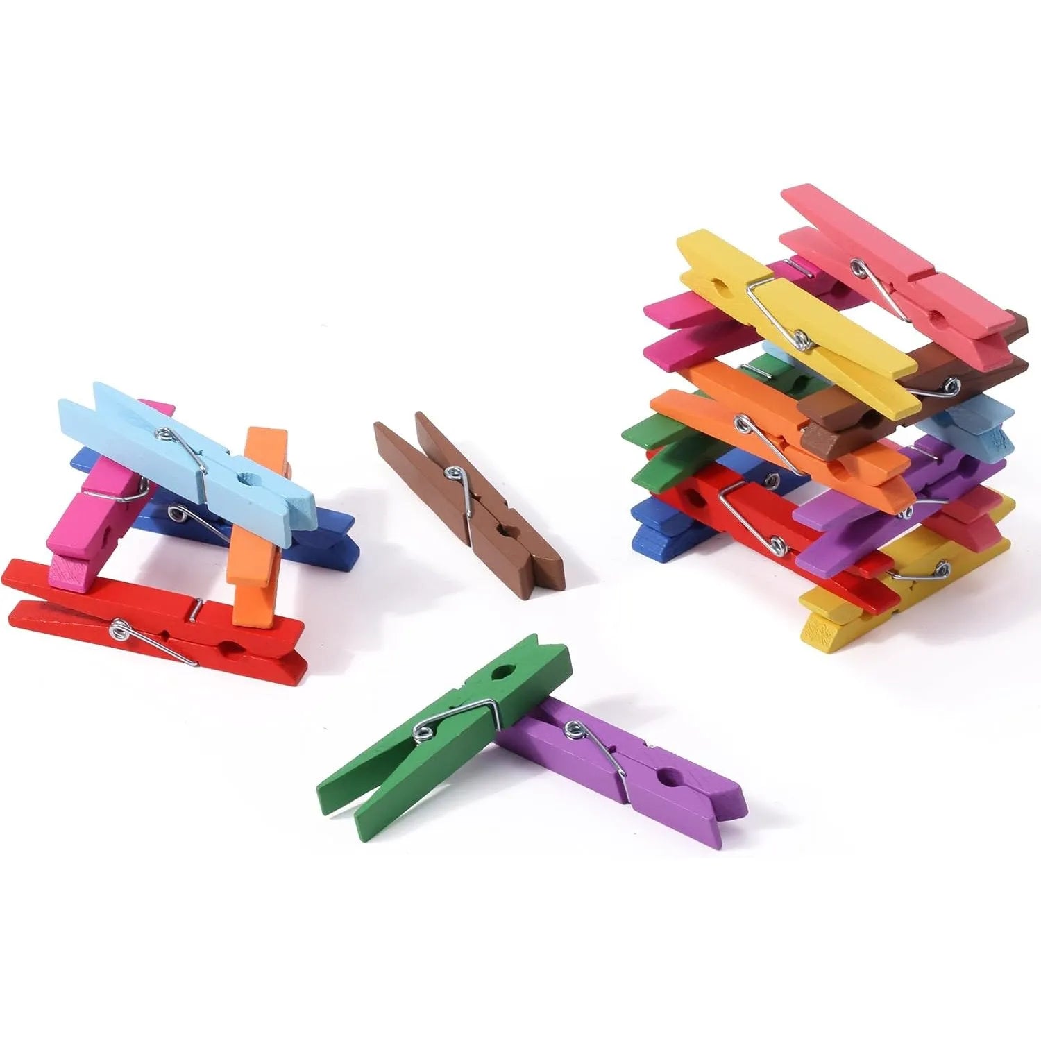 Colorful Wooden Clothespins (50 Pack, 2.85 Inch) with Strong Grip