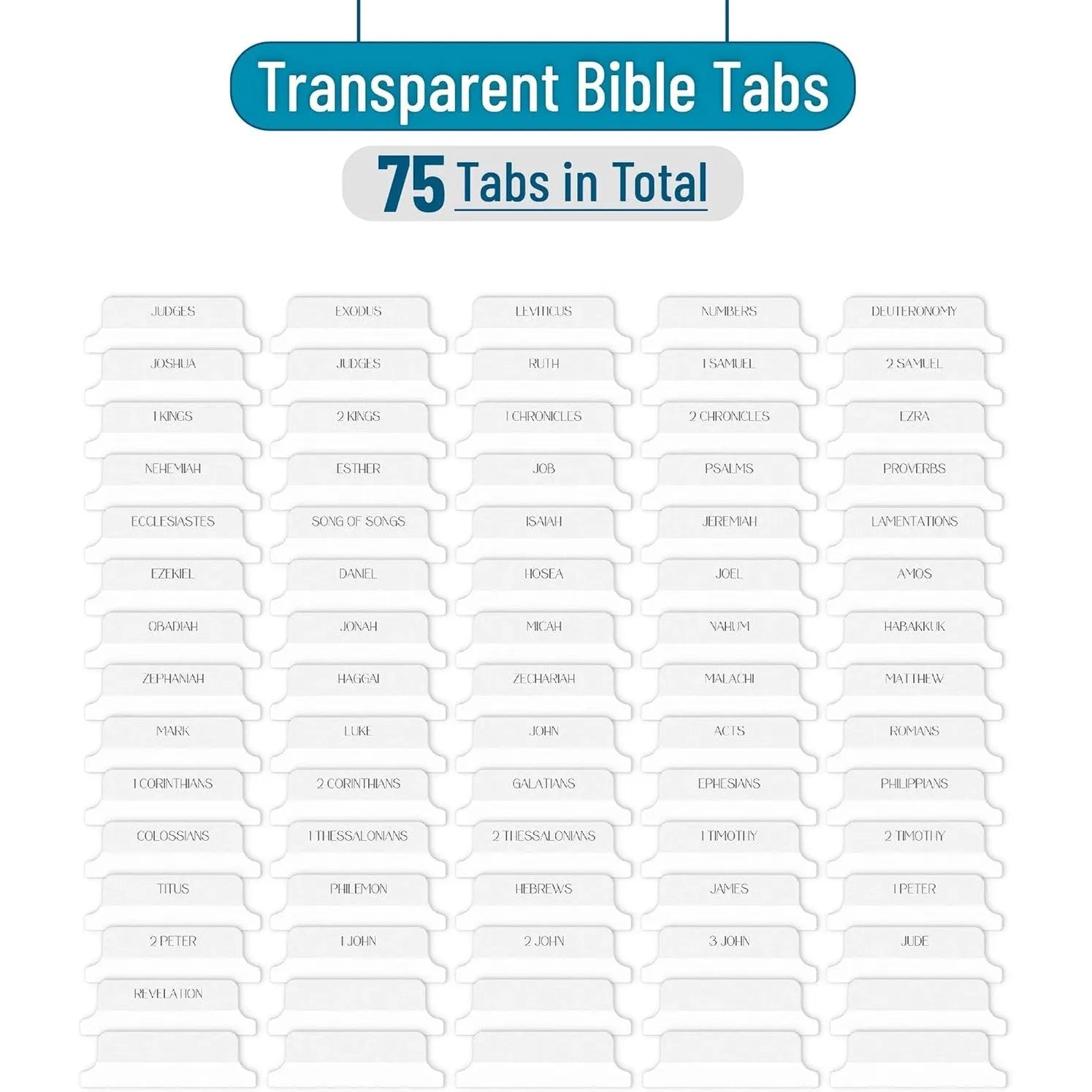 Mr. Pen Bible Tabs - 75 Transparent White Laminated Tabs for Women and Men
