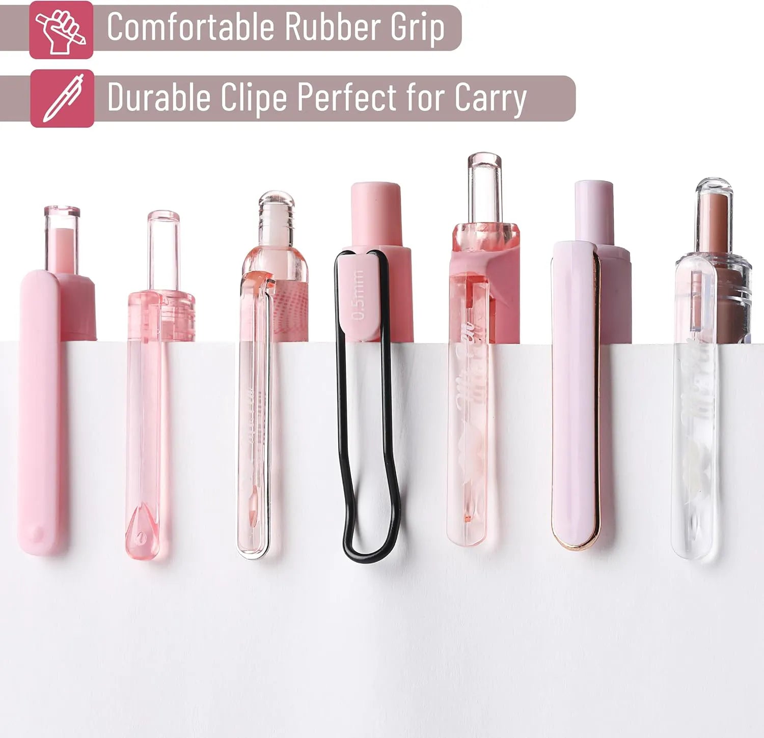 Mr. Pen Gel Ink Pen Set - 12 Pastel Pink Pens, Fine Point 0.5mm, Black Ink
