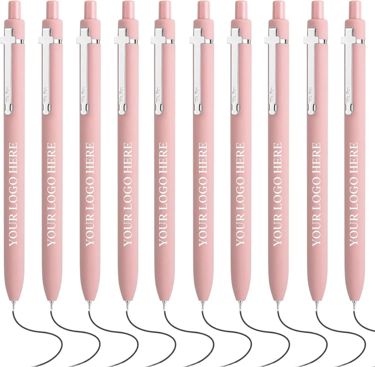 Customizable Retractable Cross Clip Pens - Fine Point 0.5mm Black Ink, Black Barrel