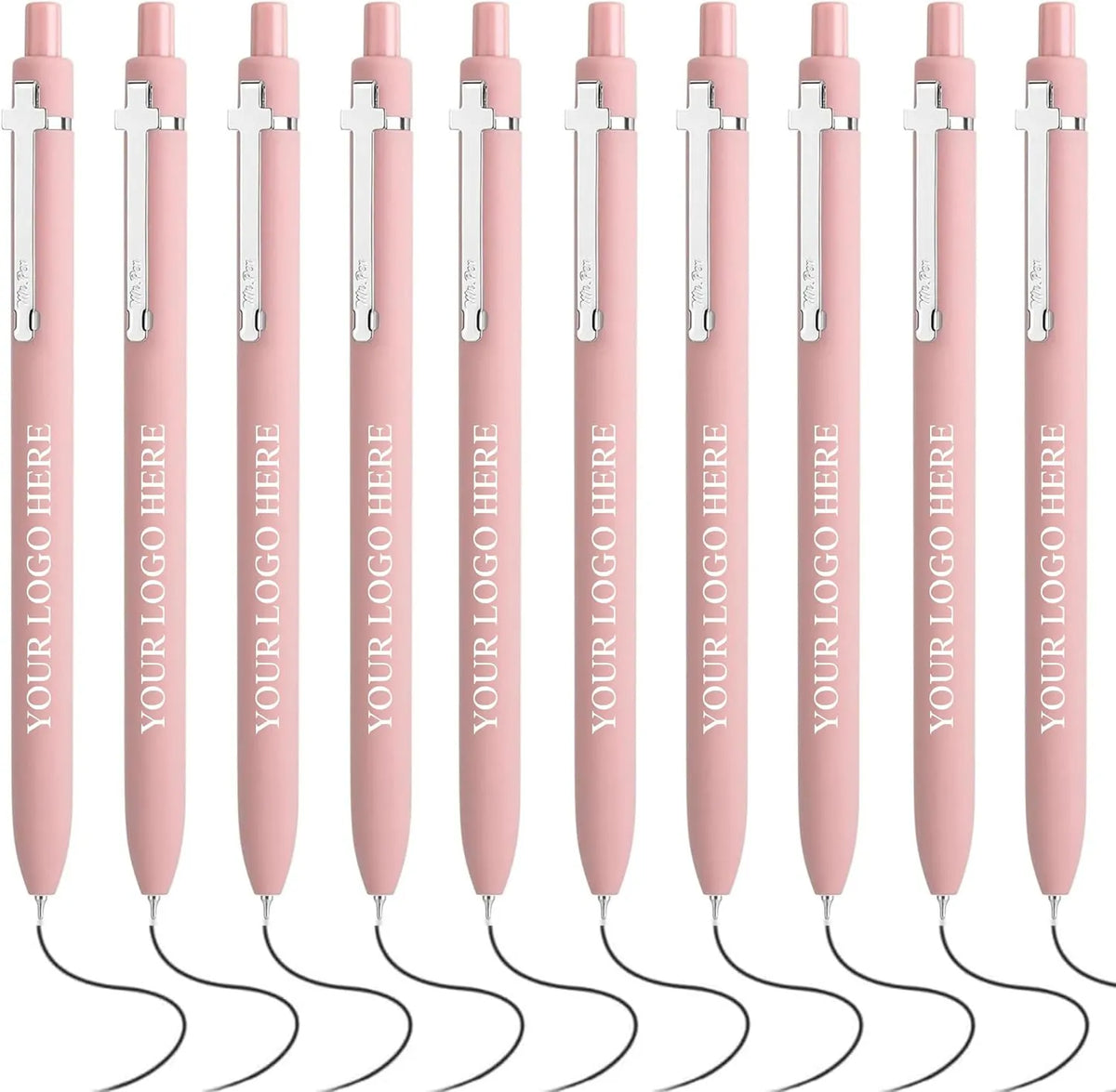 Customizable Retractable Cross Clip Pens - Fine Point 0.5mm Black Ink, Black Barrel