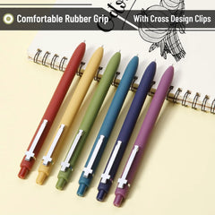 Mr. Pen Retractable Gel Pens, 6 Pack, 0.5 mm Black Ink, Vintage Design with Silver Clip