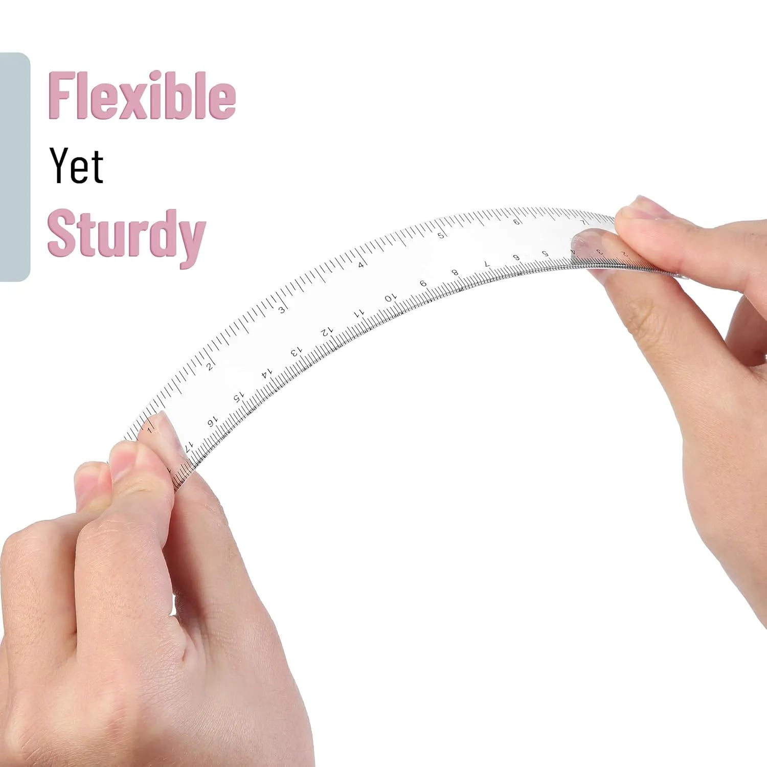 Clear Plastic Ruler 8 Inch (3 Pack) - Metric & Imperial