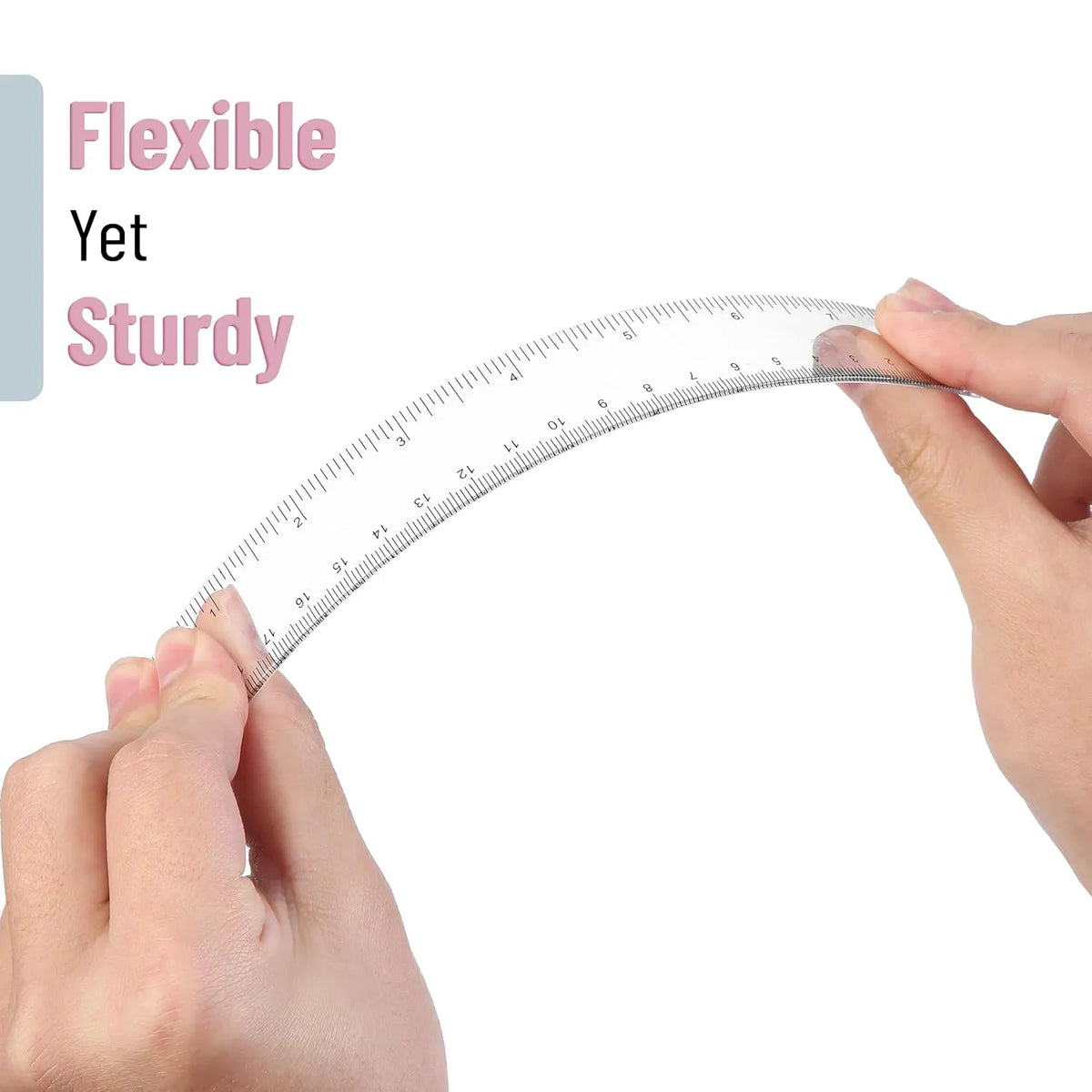 Clear Plastic Ruler 8 Inch (3 Pack) - Metric & Imperial