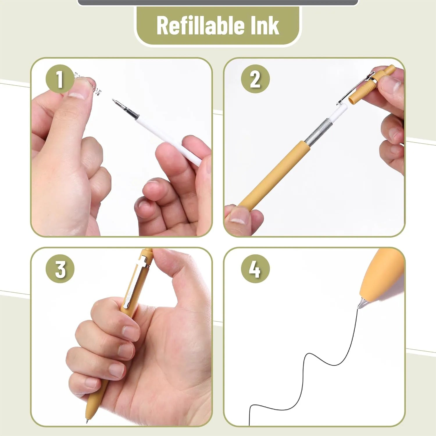 Mr. Pen Retractable Gel Pens, 6 Pack, 0.5 mm Black Ink, Vintage Design with Silver Clip