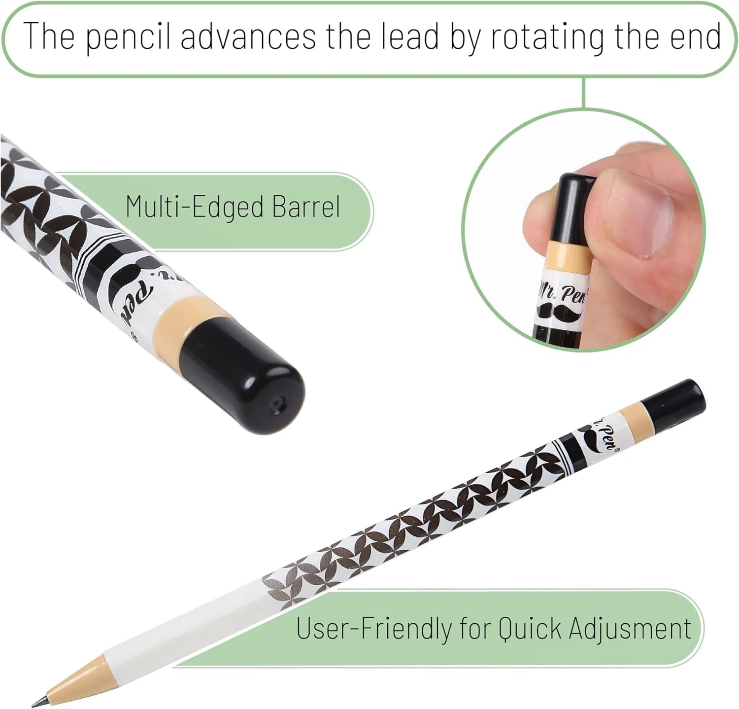 Rotary Mechanical Pencil Set (6 pcs) with Twist Design, HB Lead