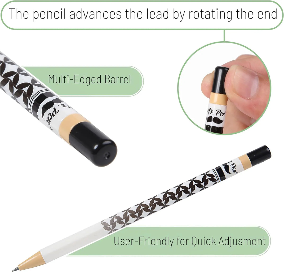 Rotary Mechanical Pencil Set (6 pcs) with Twist Design, HB Lead