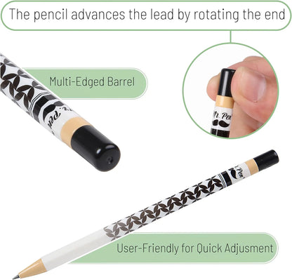 Rotary Mechanical Pencil Set (6 pcs) with Twist Design, HB Lead