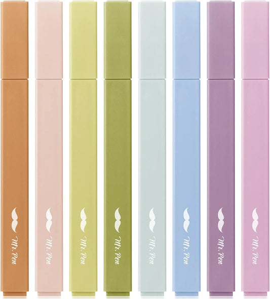 Mr. Pen Aesthetic Highlighters, 8 Pack, Chisel Tip, Verdant Earth, Cute Assorted Colors