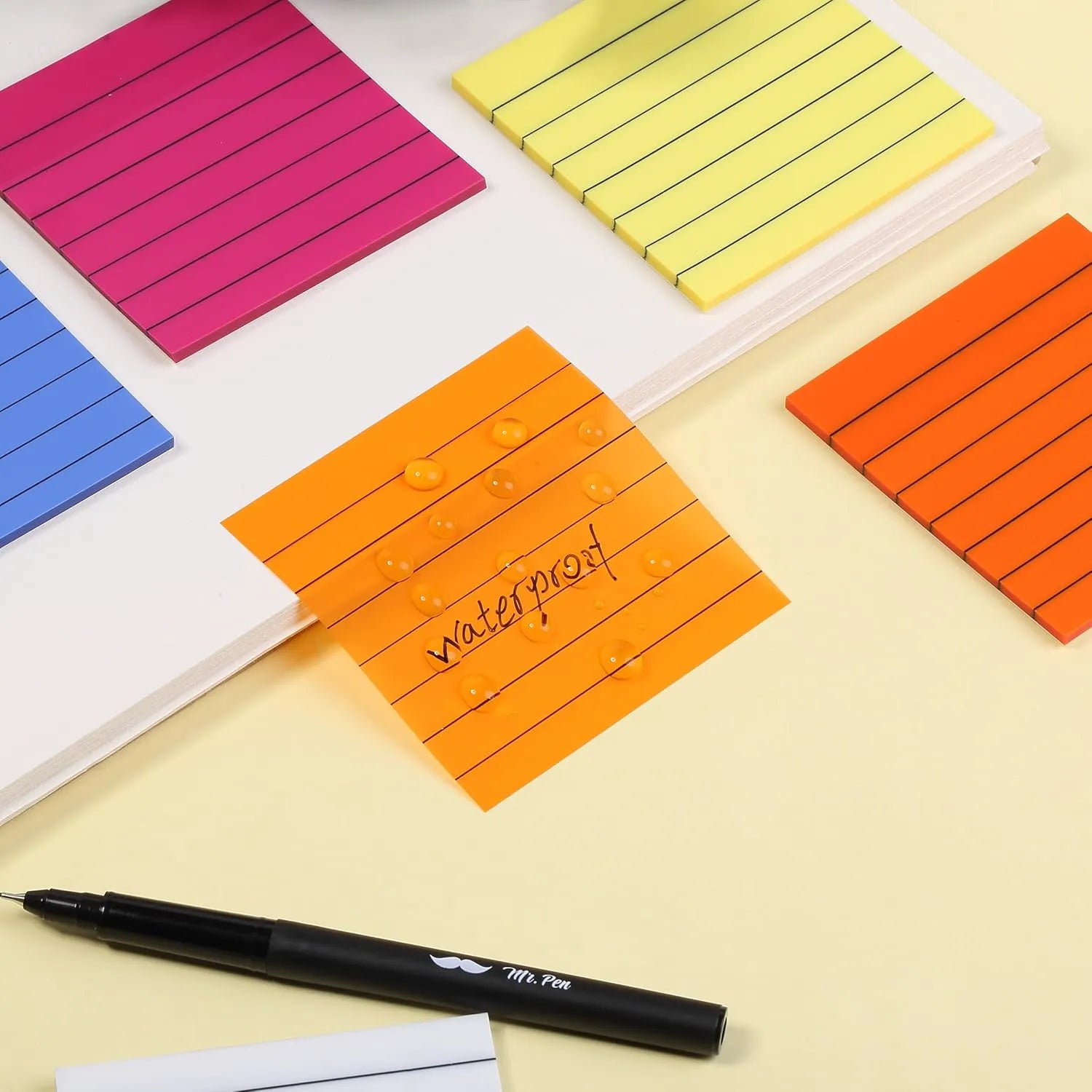 Lined Transparent Sticky Notes 3x3, 10 Pads, 500 Sheets