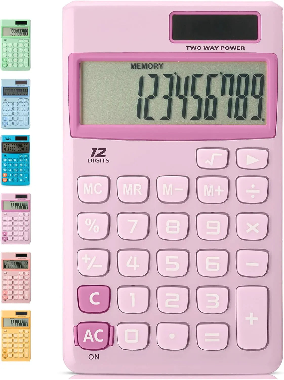 Purple 12-Digit Solar Handheld Calculator with Standard Functions