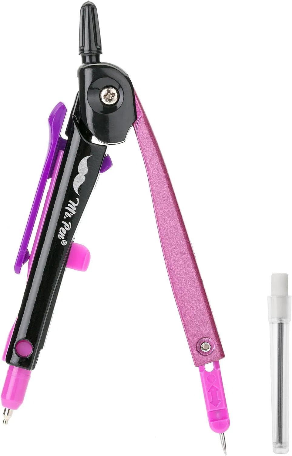 Pink Metal Frame School Compass with Center Wheel for Geometry