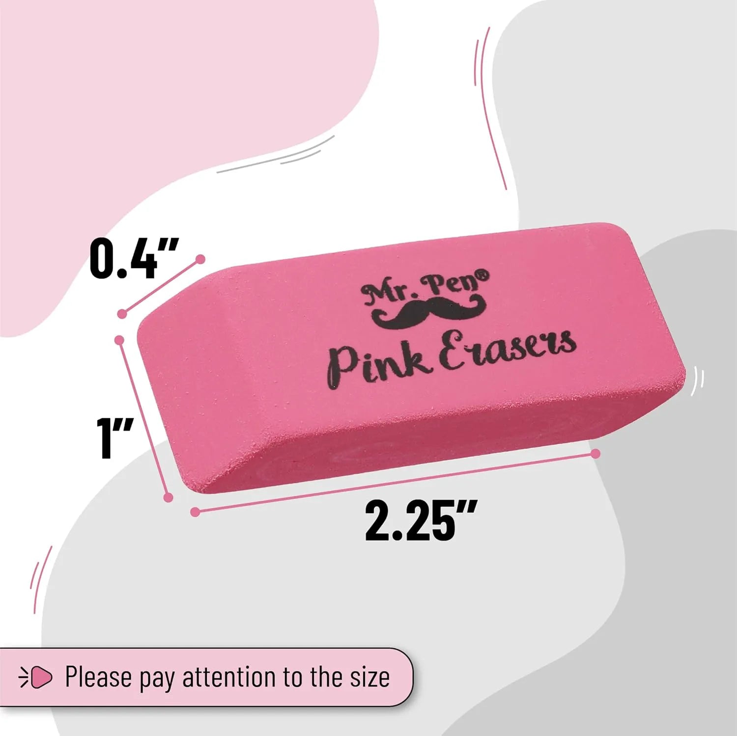 Classic Pink Erasers (36-Pack) - Large Block Style