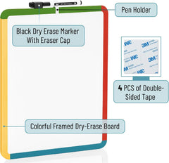Student White Board, 14" x 11", Colorful Frame, Marker Included