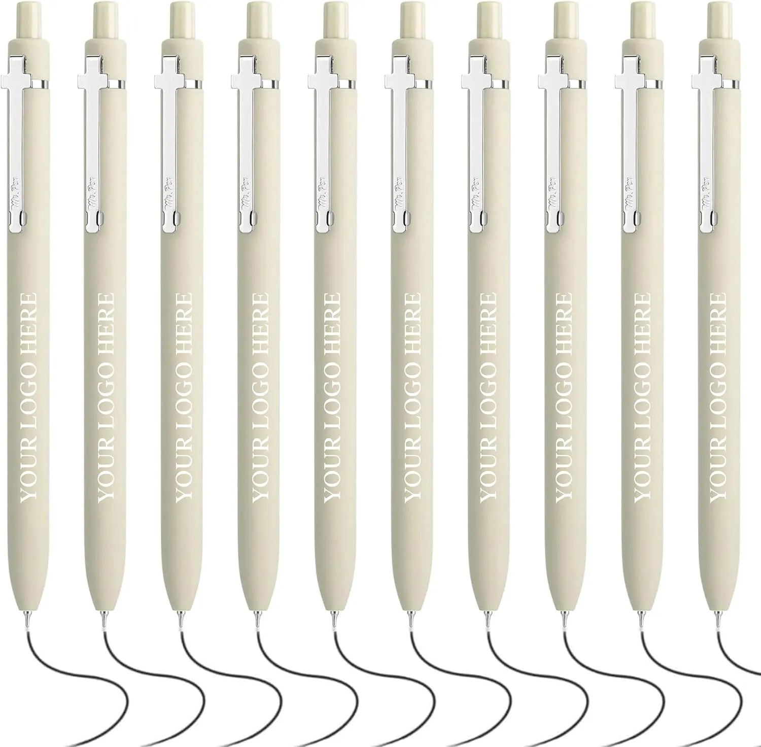 Customizable Retractable Cross Clip Pens - Fine Point 0.5mm Black Ink, Black Barrel