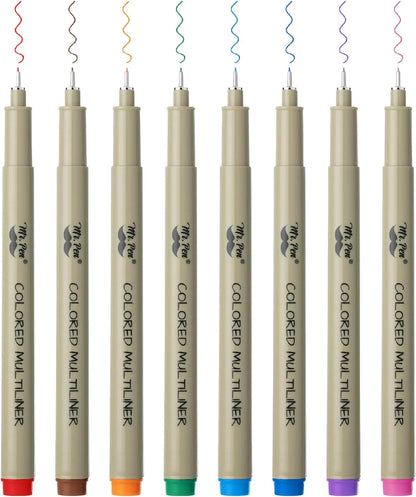 Colored Fineliner Pens for Drawing, 0.25mm Tip, 8 Pack