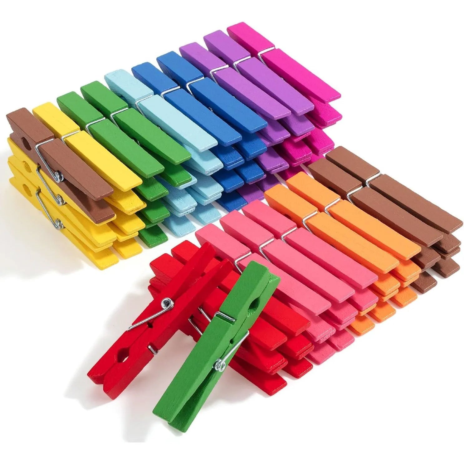 Colorful Wooden Clothespins (50 Pack, 2.85 Inch) with Strong Grip