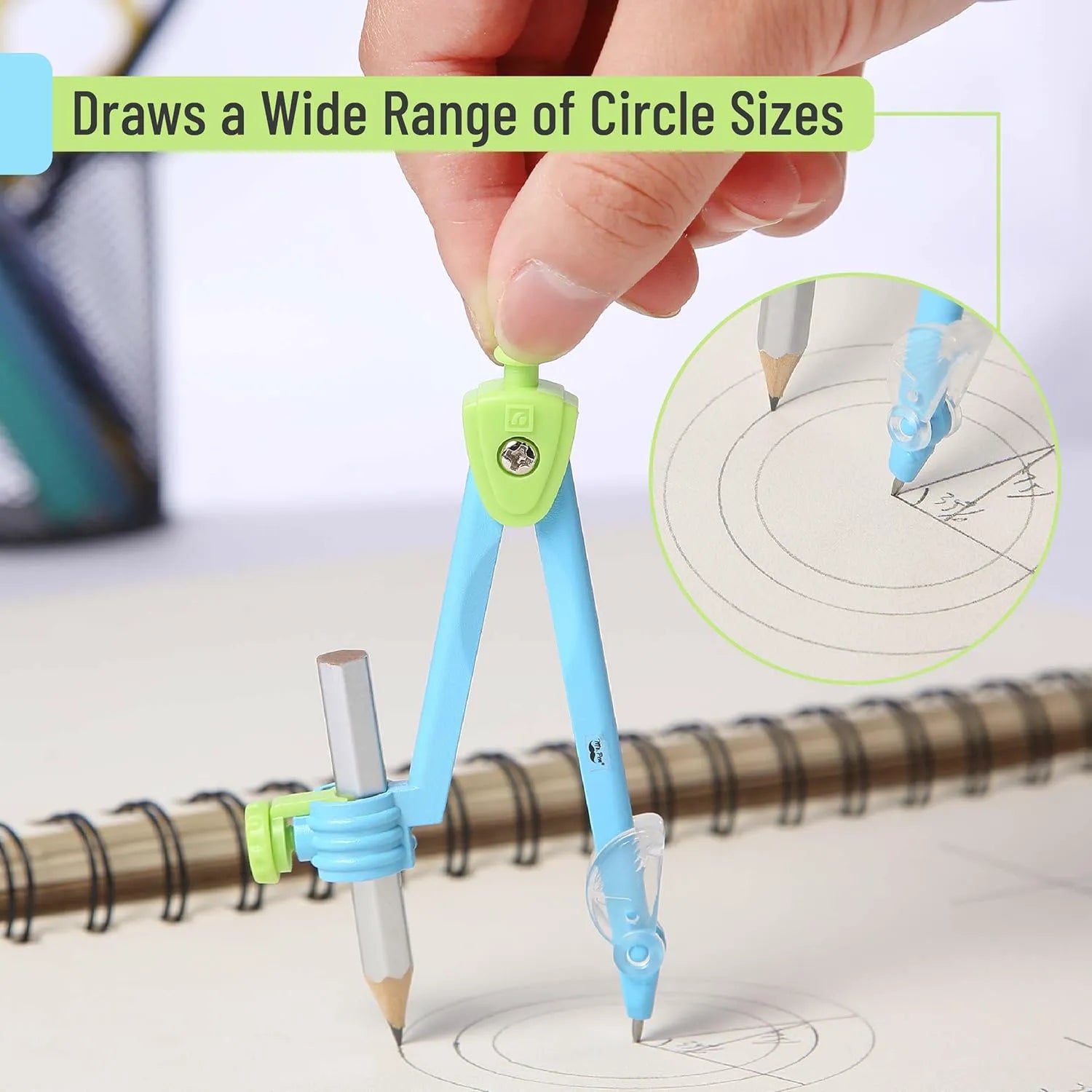 Metal Geometry Compass with Pencil, Locking Mechanism, and Case