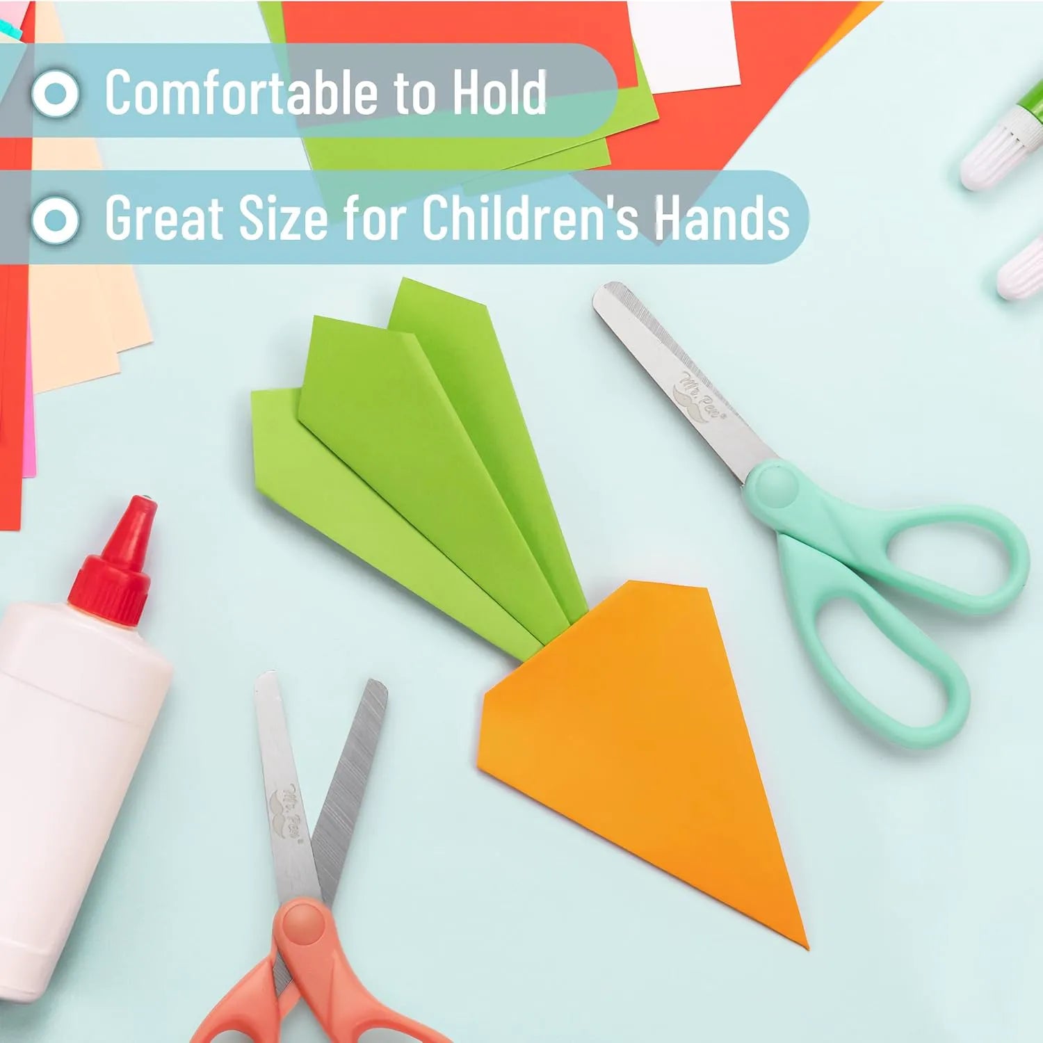 Kids Scissors 5" (12 Pack) - Blunt Tip, Modern Shades, Ages 4+