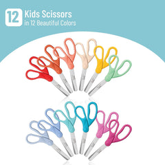 Kids Scissors 5" (12 Pack) - Blunt Tip, Modern Shades, Ages 4+