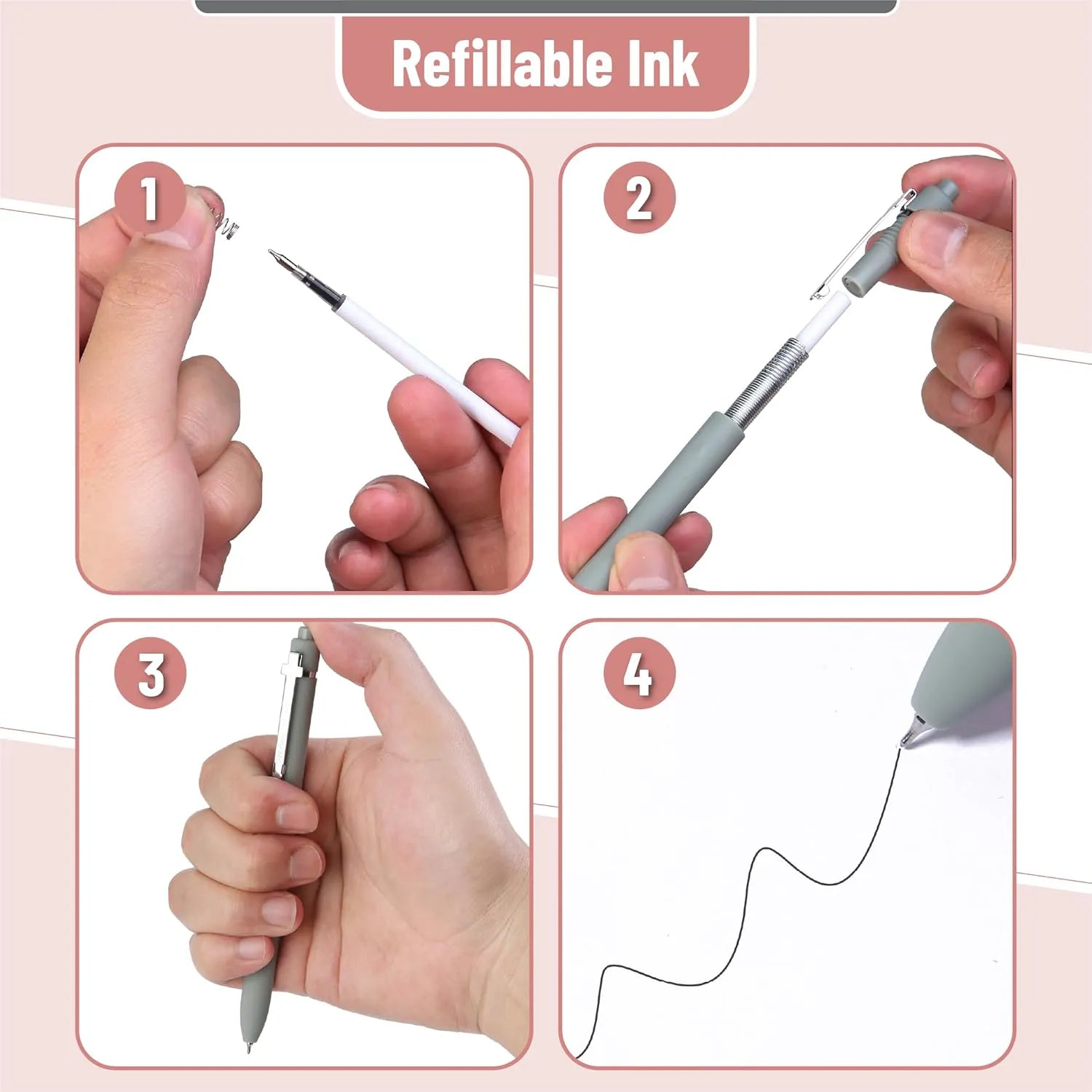 Mr. Pen Retractable Gel Pens, 6 Pack, 0.5 mm Black Ink, Colorful Barrels with Silver Clips