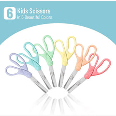Kids Scissors 6-Pack, 5-Inch Blunt Tip, Pastel Handles, for Ages 4+