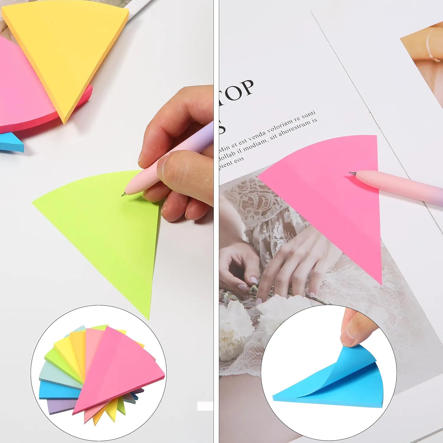 Triangular Sticky Notes, 8 Pads, 480 Sheets, 4-Inch Colorful Sticky Notes Bulk, Color Wheel Sticky Note, Self-Stick Note Pads, Sticky Pads Sticky Notes Aesthetic