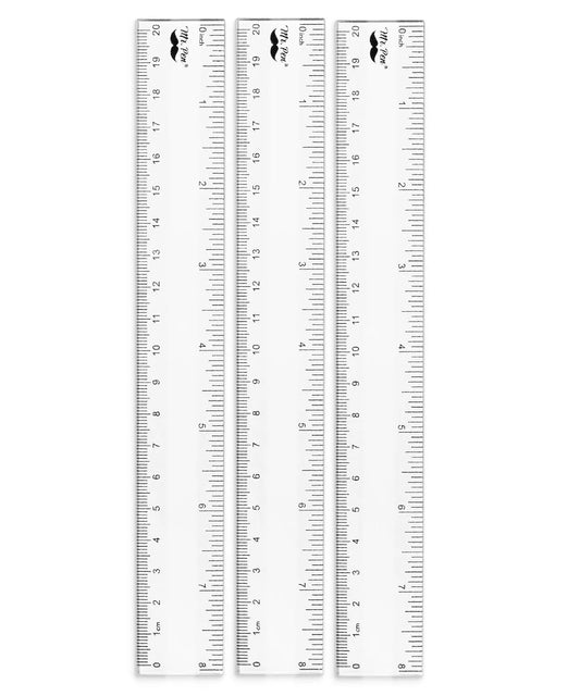 Clear Plastic Ruler 8 Inch (3 Pack) - Metric & Imperial