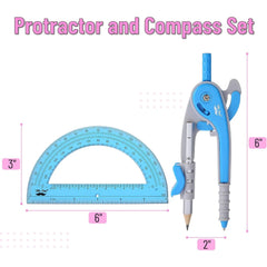 Bulk Compass and Protractor Set (12 Sets) - Colorful Classroom Supplies