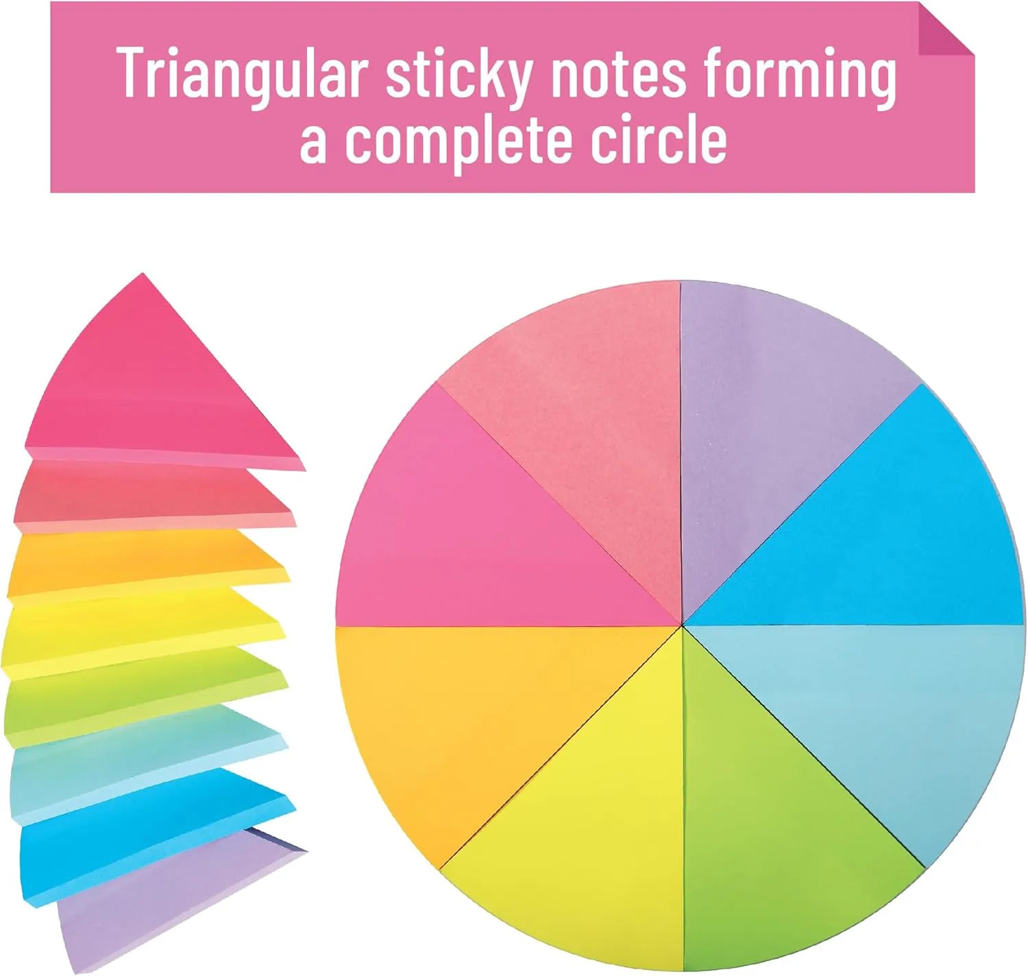 Triangular Sticky Notes, 8 Pads, 480 Sheets, 4-Inch Colorful Sticky Notes Bulk, Color Wheel Sticky Note, Self-Stick Note Pads, Sticky Pads Sticky Notes Aesthetic