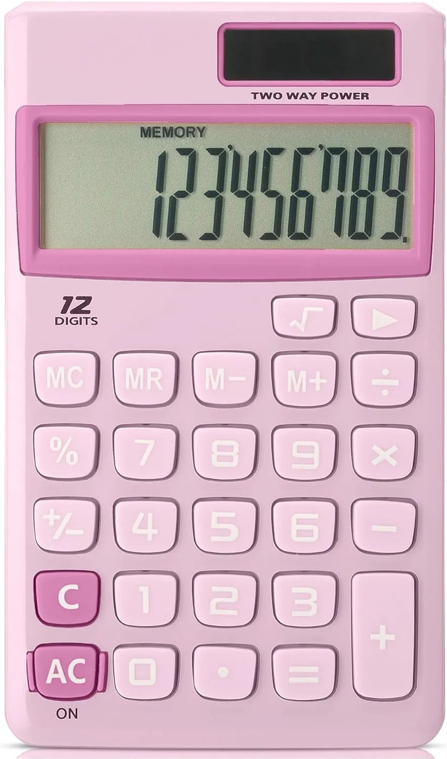 Purple 12-Digit Solar Handheld Calculator with Standard Functions