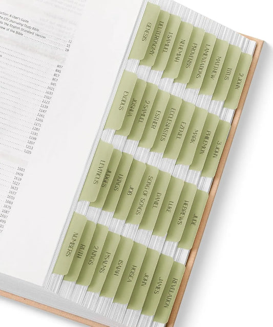 Mr. Pen Bible Tabs - 75 Transparent Olive Green Laminated Index Tabs for Women and Men, Ideal for Study Bibles