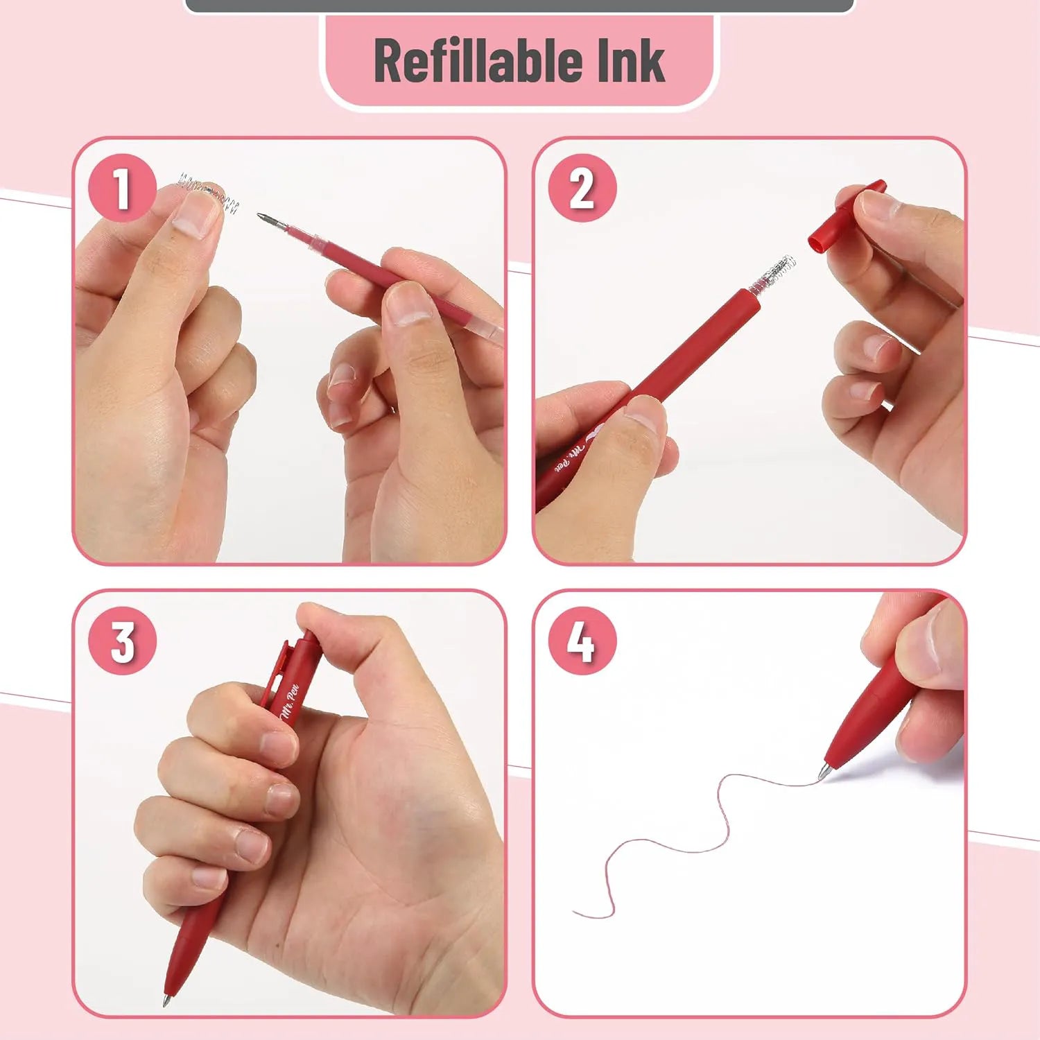 Retractable Gel Pens 12-Pack: Cute Design, Colored Ink, Quick-Dry, Fine Point 0.7mm