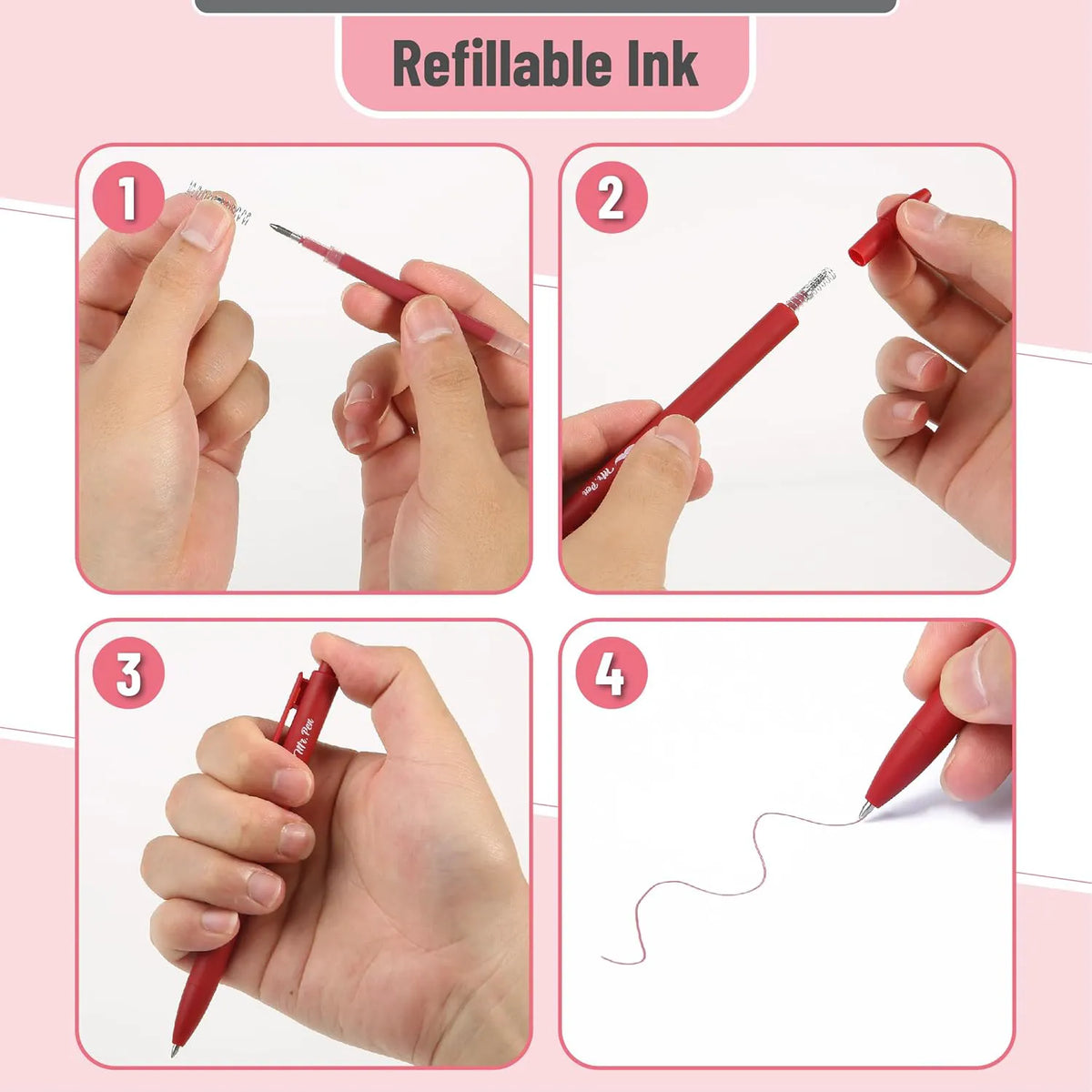 Retractable Gel Pens 12-Pack: Cute Design, Colored Ink, Quick-Dry, Fine Point 0.7mm