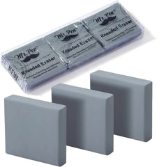 Mr. Pen Kneaded Eraser, 3 Pack, Grey, 1.44" x 1.36" - Artists' Art Eraser