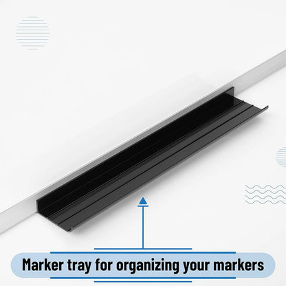 Magnetic Dry Erase Board for Wall, 24" x 48", with Tray