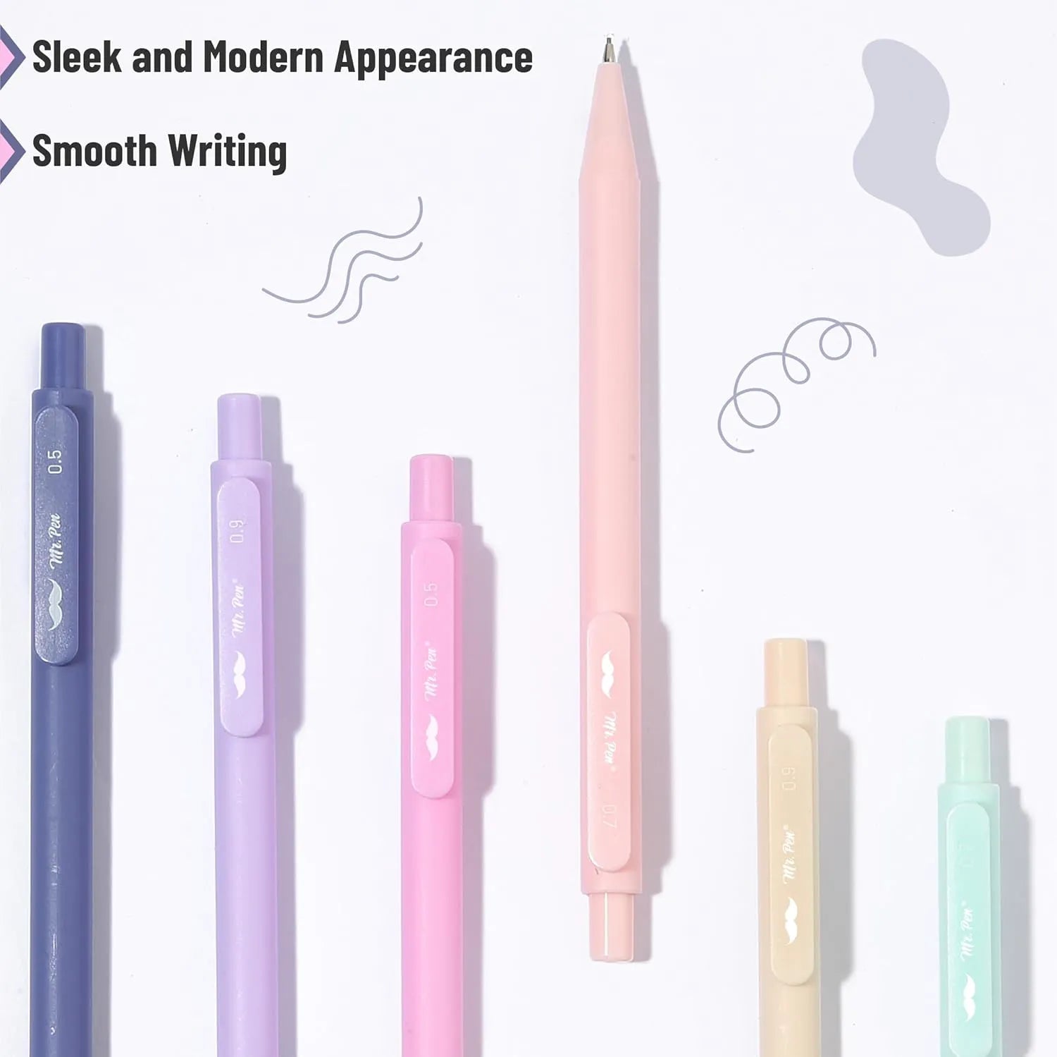 Mr. Pen Pastel Mechanical Pencil Set with Lead Refills & Erasers, 6 Pack, 3 Sizes (0.5, 0.7, 0.9mm), Aesthetic Pencils