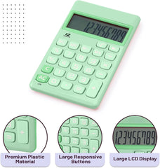 Pastel Green Solar Handheld Calculator with 12-Digit Display