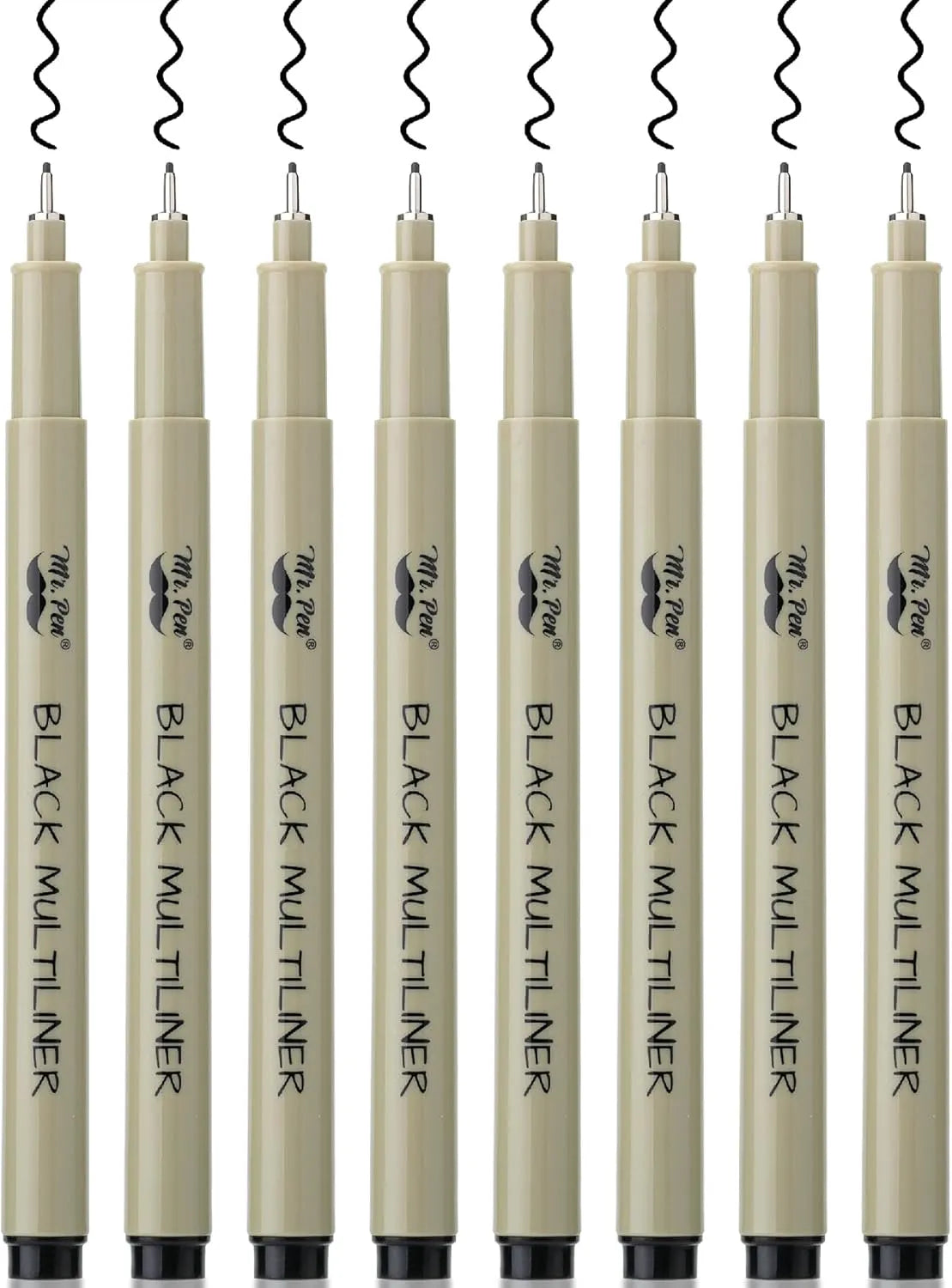 Artist Fineliner Pens, Black, 0.45mm Tip, 8 Pack