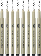 Artist Fineliner Pens, Black, 0.45mm Tip, 8 Pack