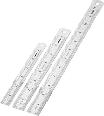 Stainless Steel Ruler Set (3-Pack): 6", 8", 12" Thin Metal Precision Rulers