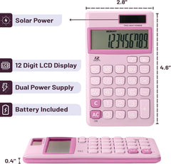 Purple 12-Digit Solar Handheld Calculator with Standard Functions