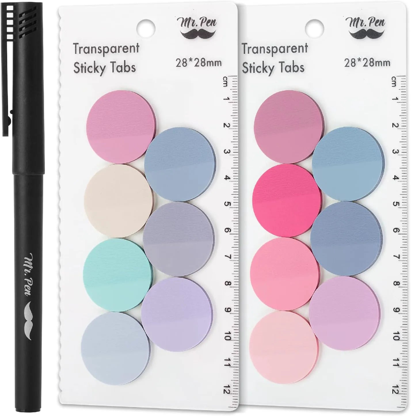 Colorful Round Transparent Sticky Notes, 14 Pads, 560 Sheets, 1.1"