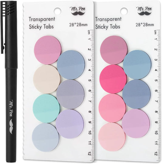 Colorful Round Transparent Sticky Notes, 14 Pads, 560 Sheets, 1.1"