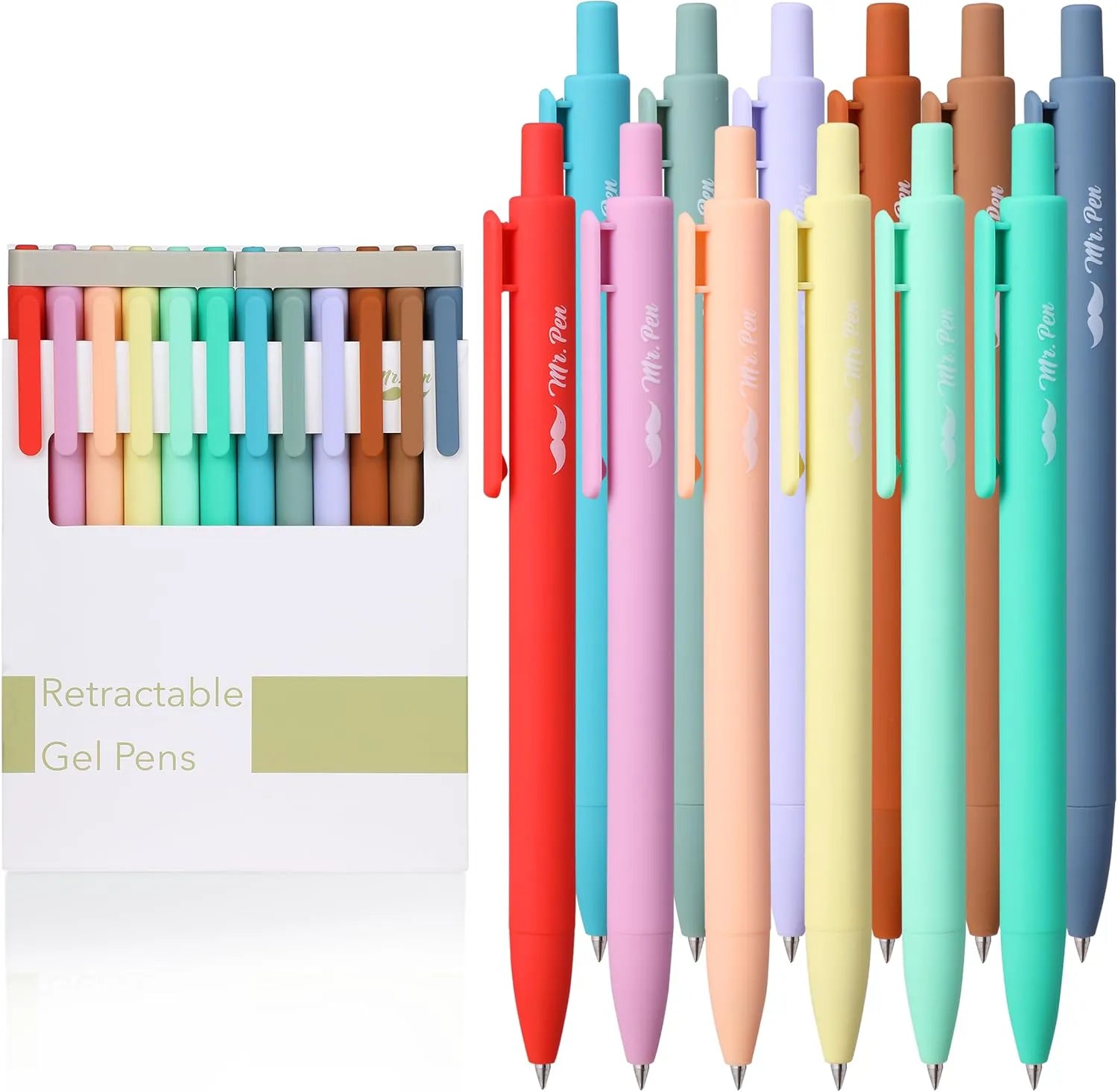 Retractable Gel Pens 12 Pack, Fine Point 0.7mm, Fast-Drying Assorted Colors, Cute Aesthetic Journaling Pens