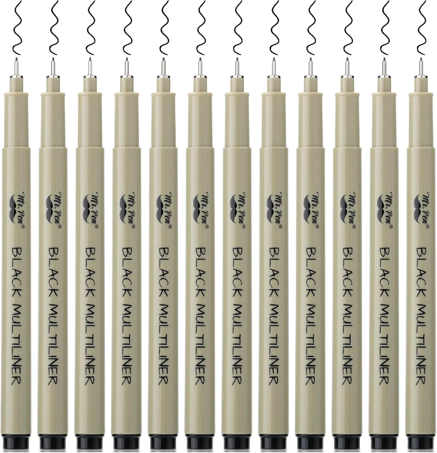 Black Fineliner Pens for Drawing, 0.3mm Tip, 12 Pack