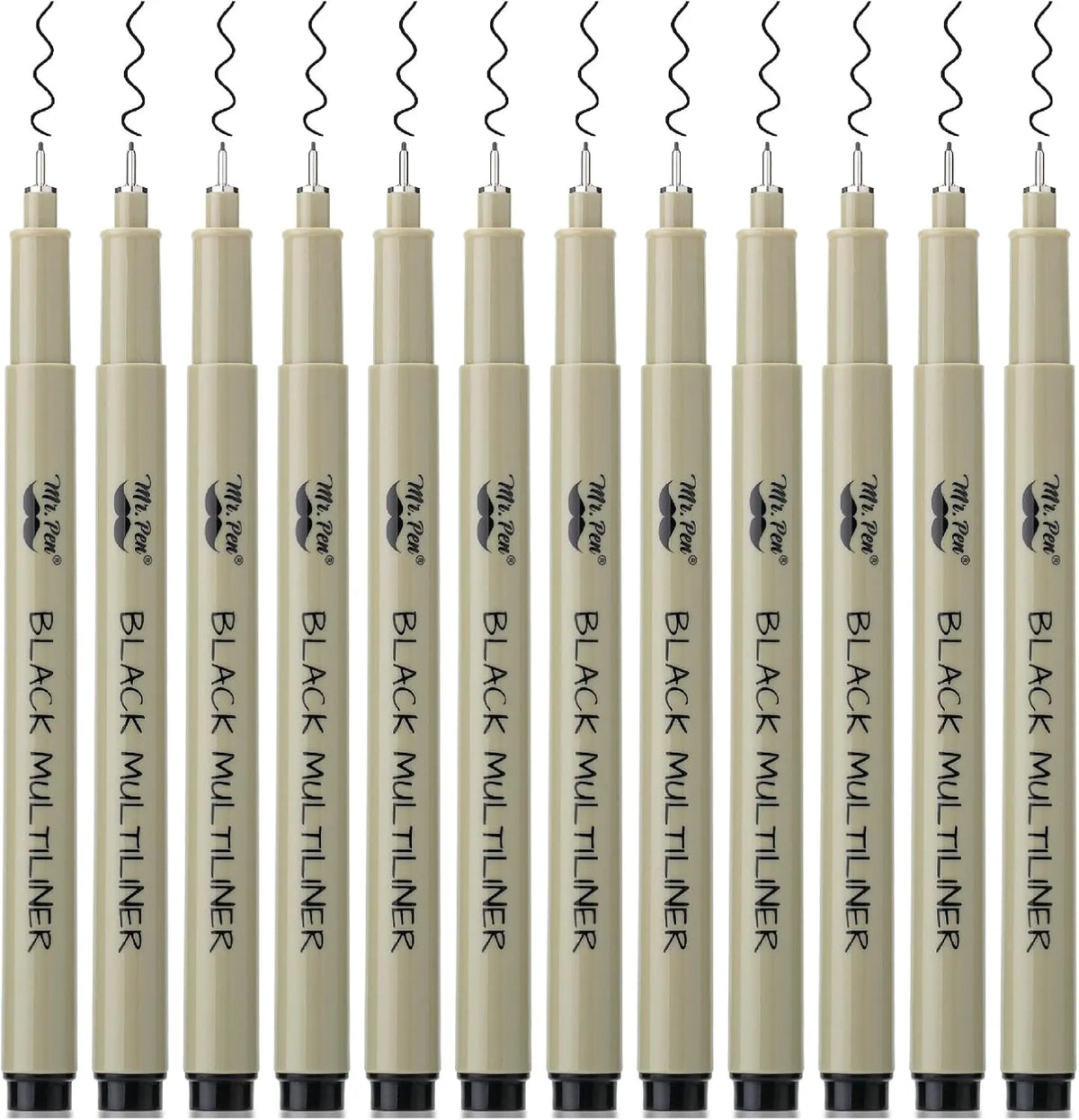 Black Fineliner Pens for Drawing, 0.3mm Tip, 12 Pack