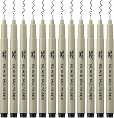 Black Fineliner Pens for Drawing, 0.3mm Tip, 12 Pack